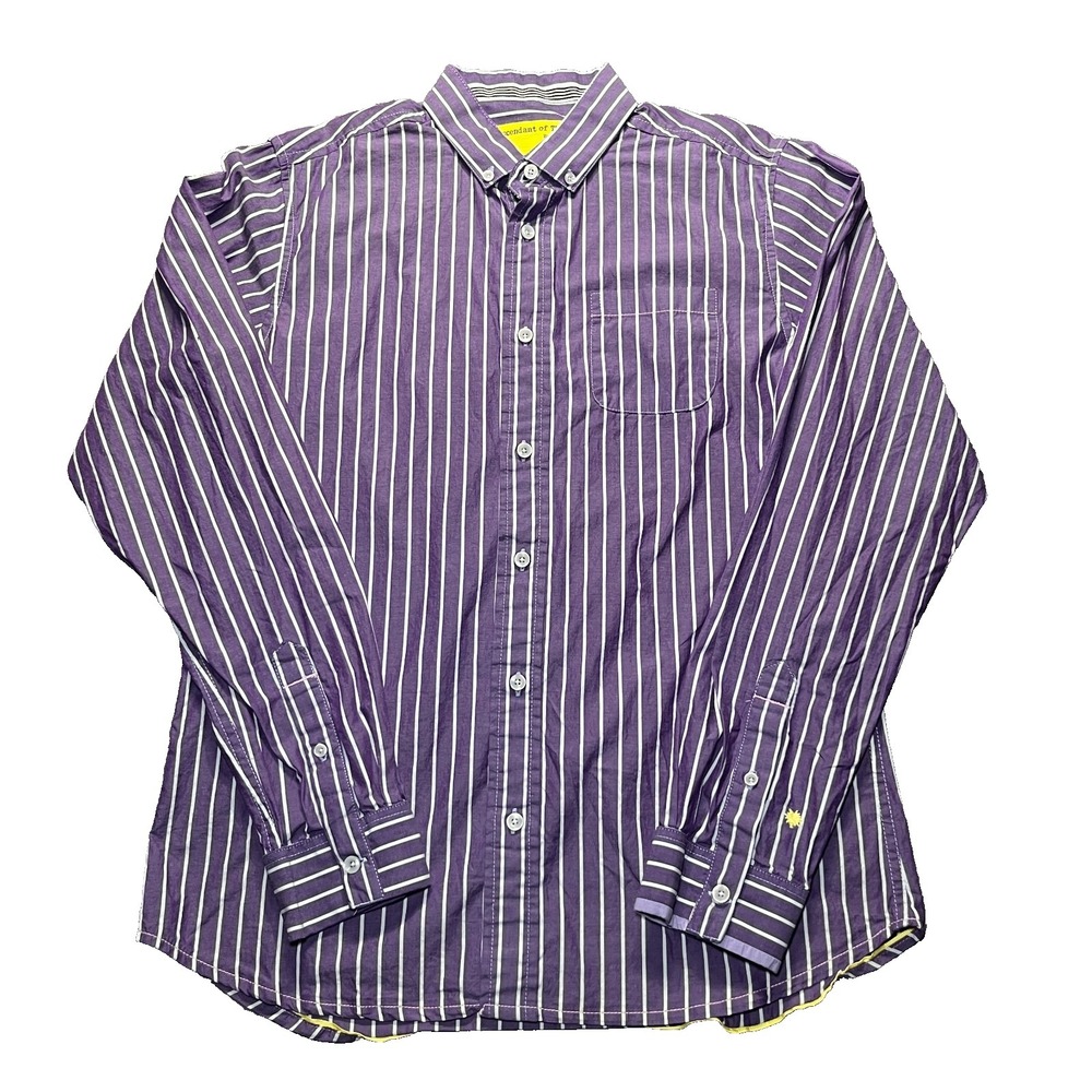 Descendant of Thieves Shirt Mens Large Purple Striped Long Sleeve Button Up